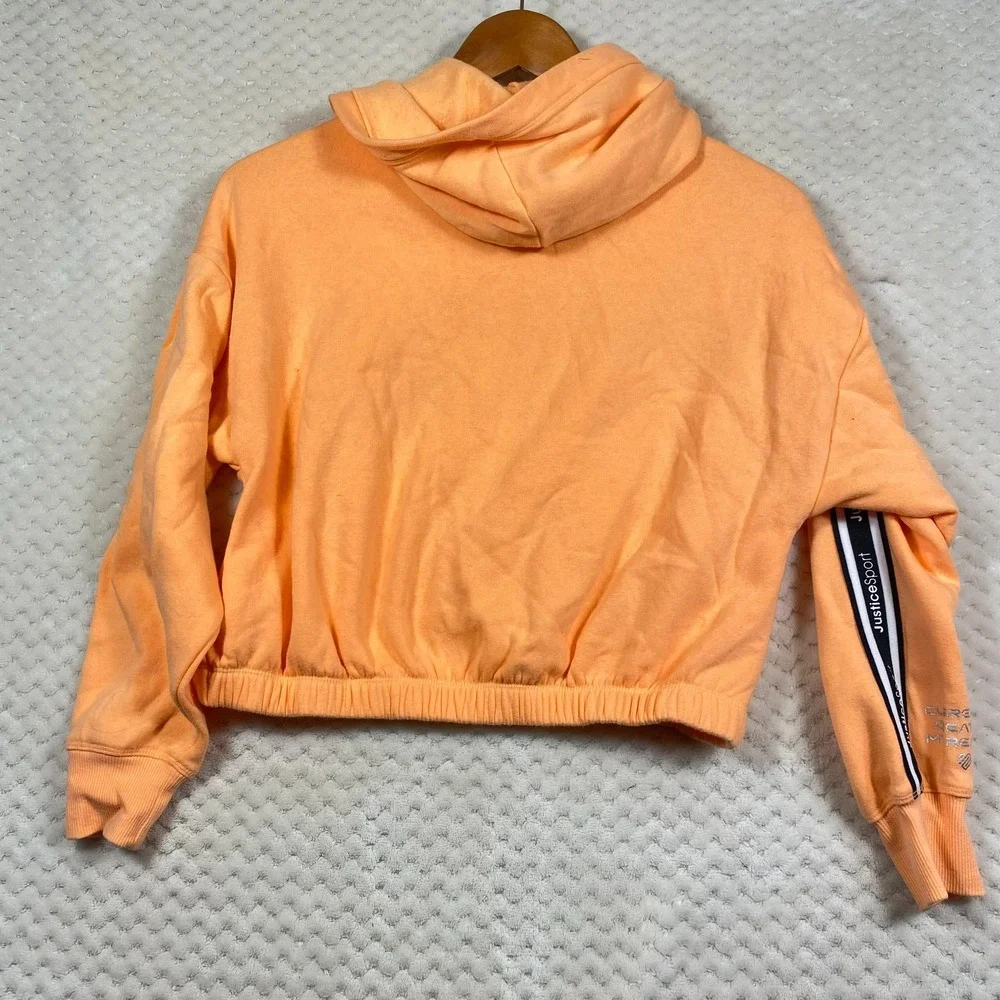 Justice Sport Girls Hoodie Sweatshirt Orange Medium 10 Cropped